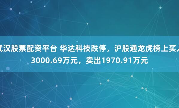 武汉股票配资平台 华达科技跌停，沪股通龙虎榜上买入3000.69万元，卖出1970.91万元
